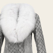 Chamarra en piel genuina de ovino con pelo de zorro para dama Chamarras 