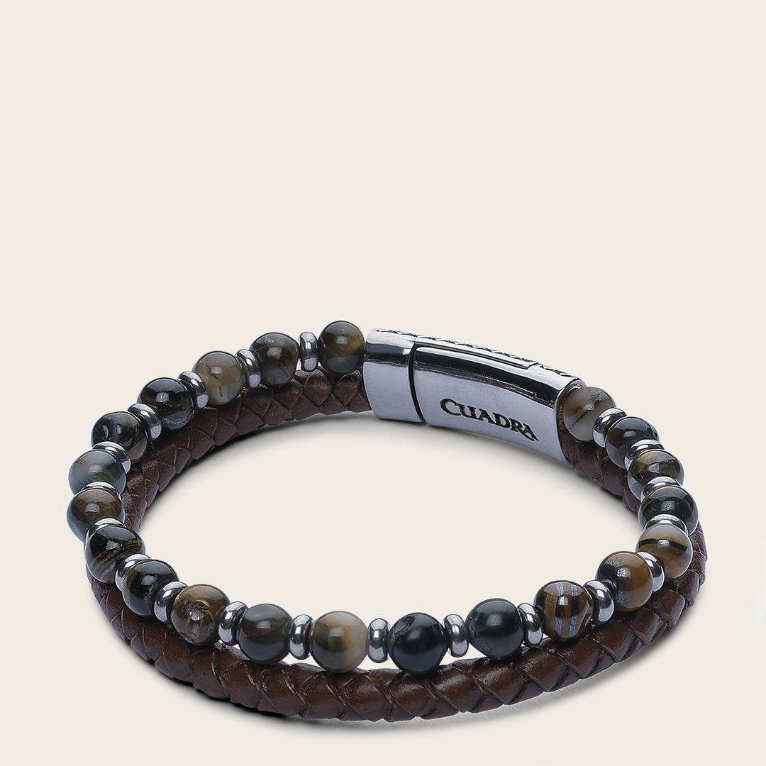 Pulsera Cuadra en piel de bovino para caballero