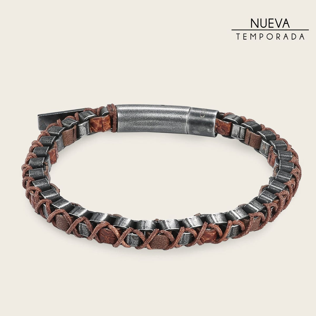 Pulsera en piel genuina de lizard para caballero Joyería 