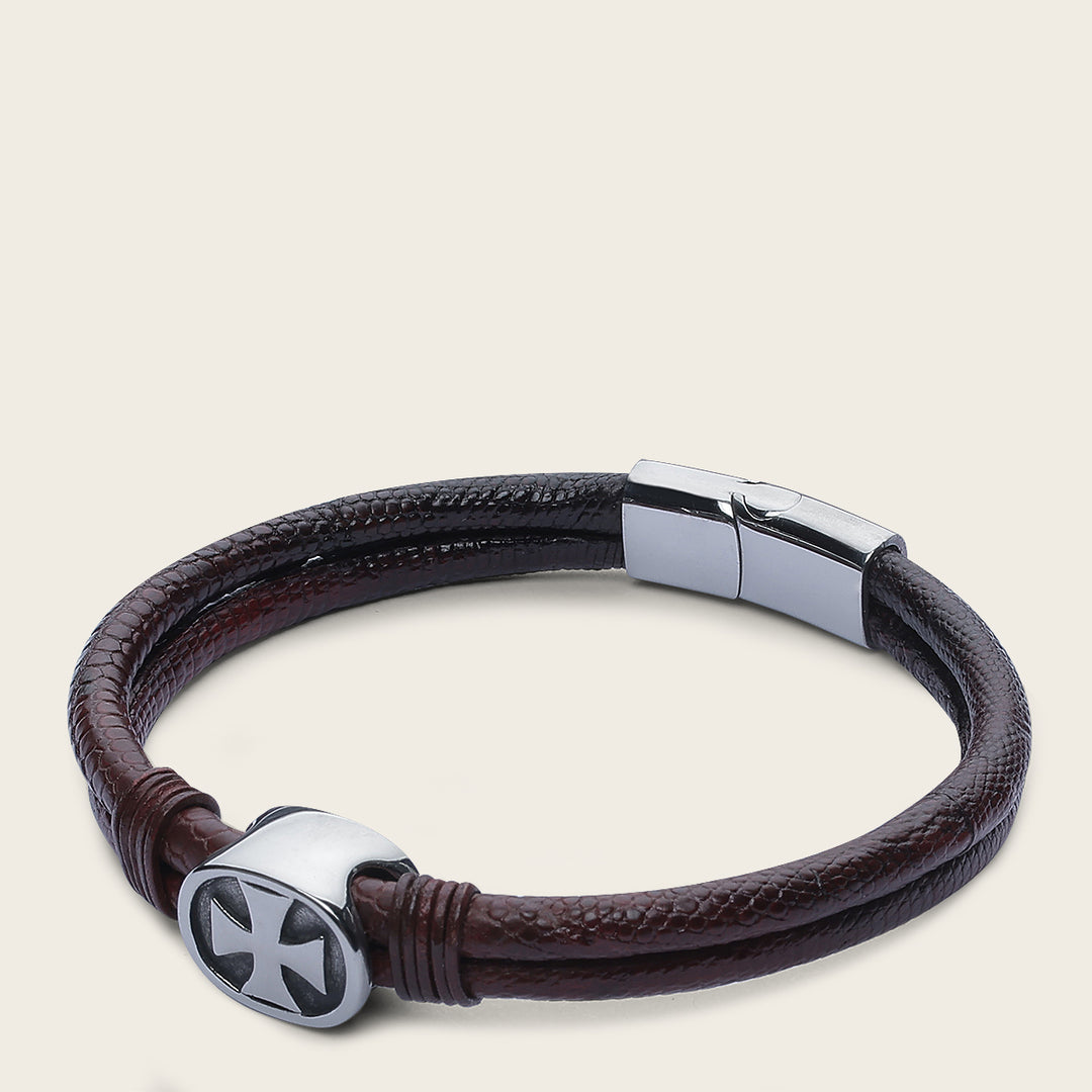 Pulsera Cuadra en piel de lizard para caballero