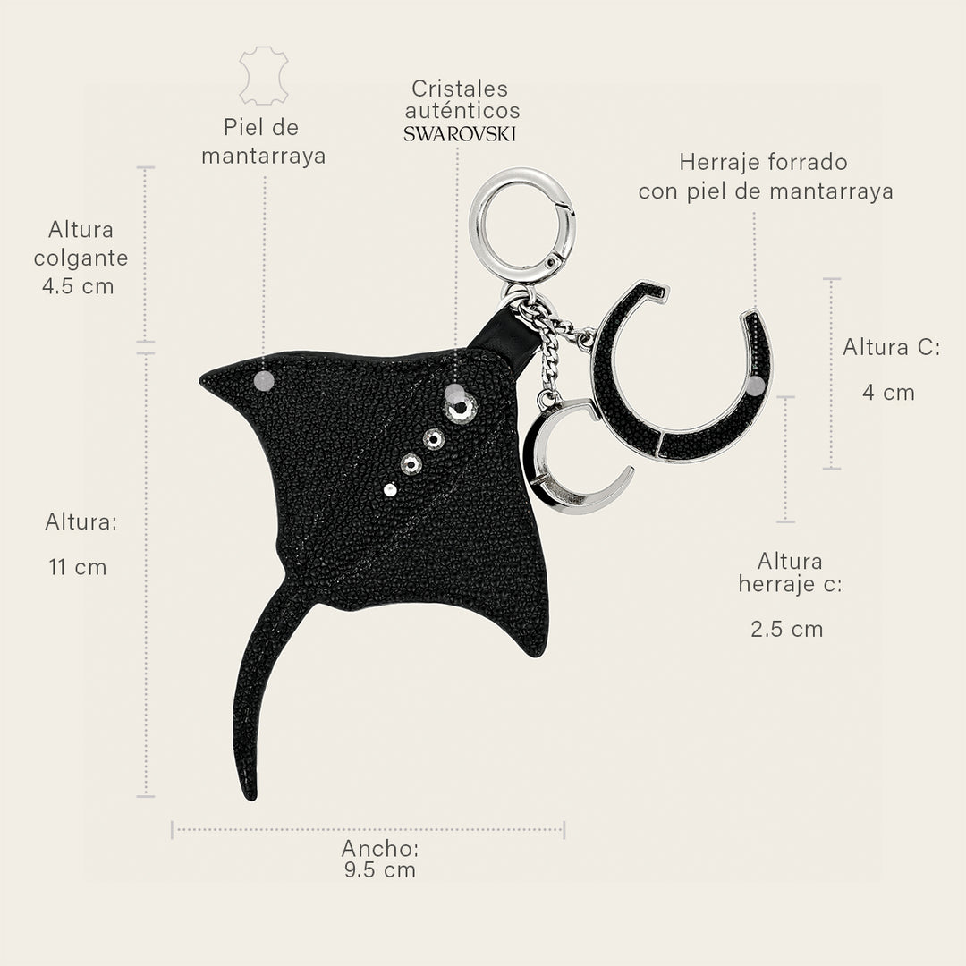 Charm de mantarraya en piel genuina de mantarraya para dama