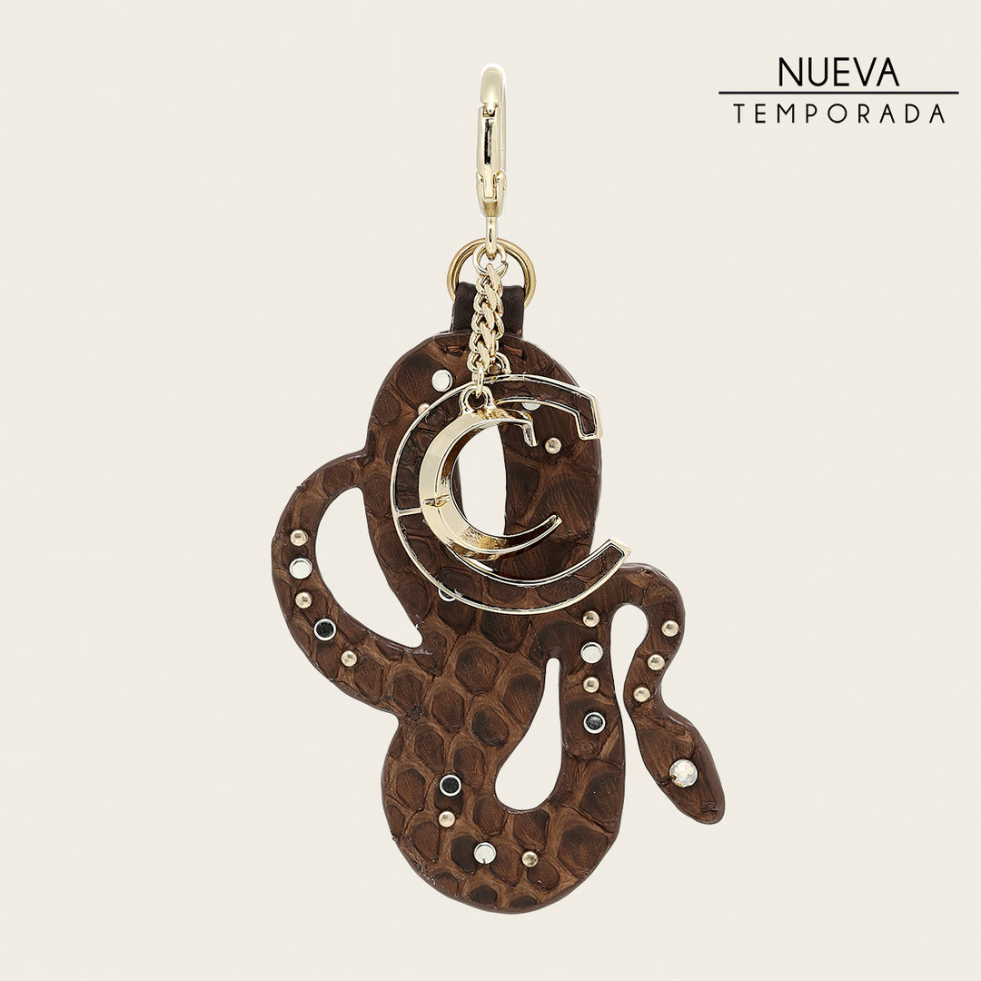 Charm de serpiente en piel genuina de pitón para dama
