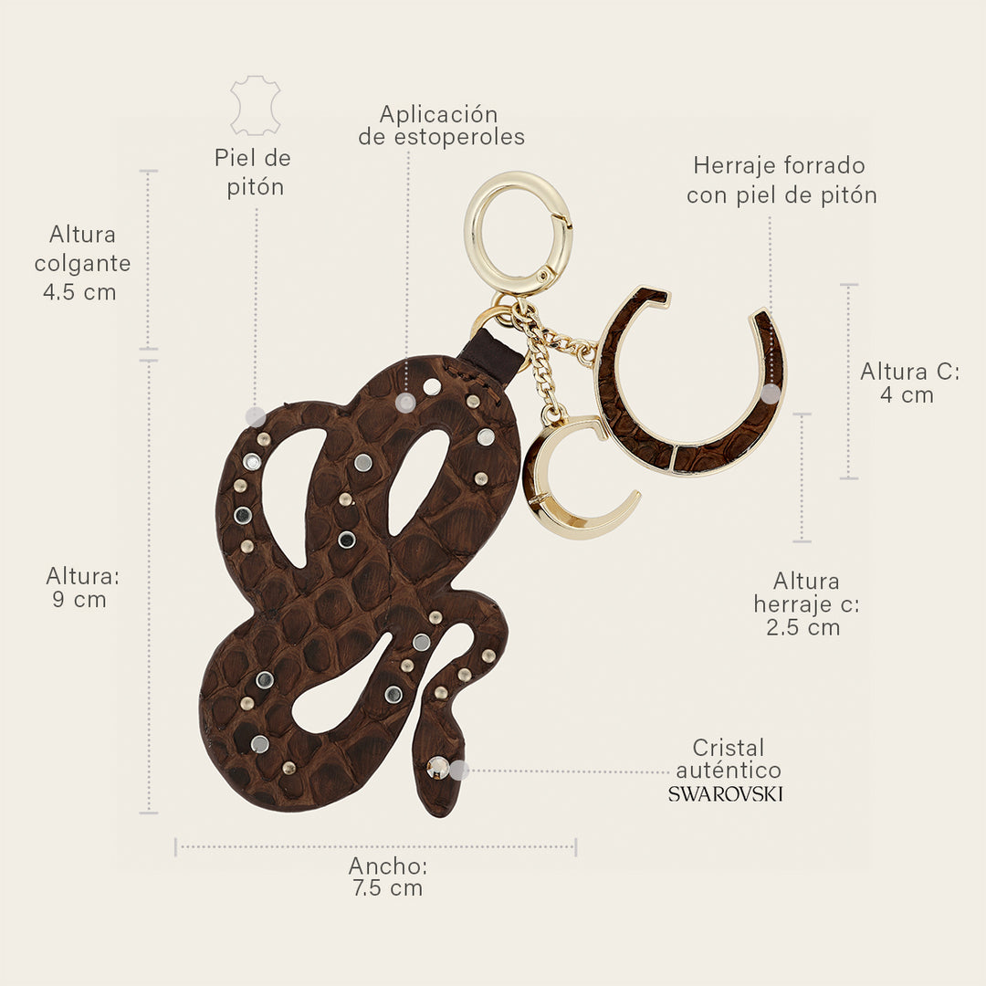 Charm de serpiente en piel genuina de pitón para dama