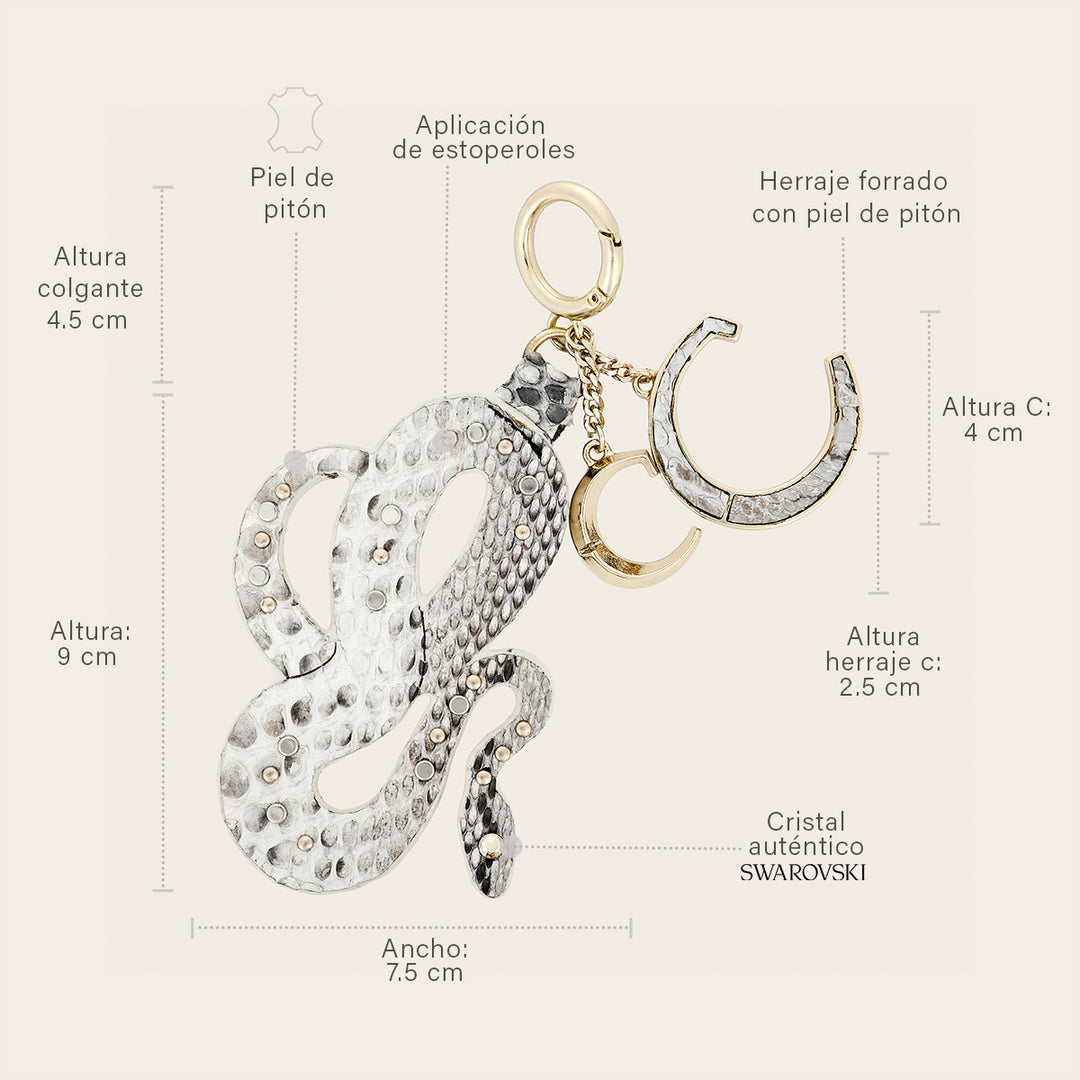 Charm de serpiente en piel genuina de pitón para dama