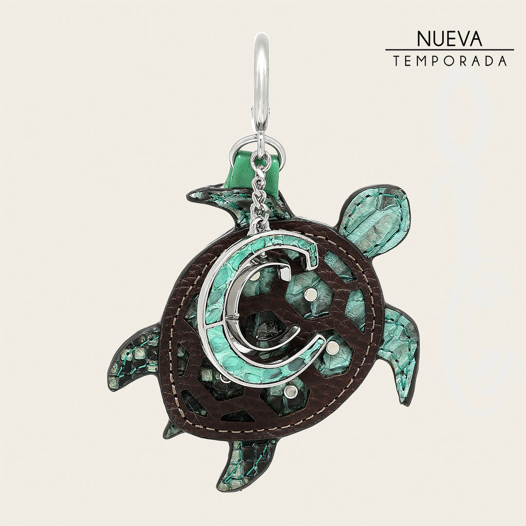 Charm de tortuga en piel genuina de pitón para dama
