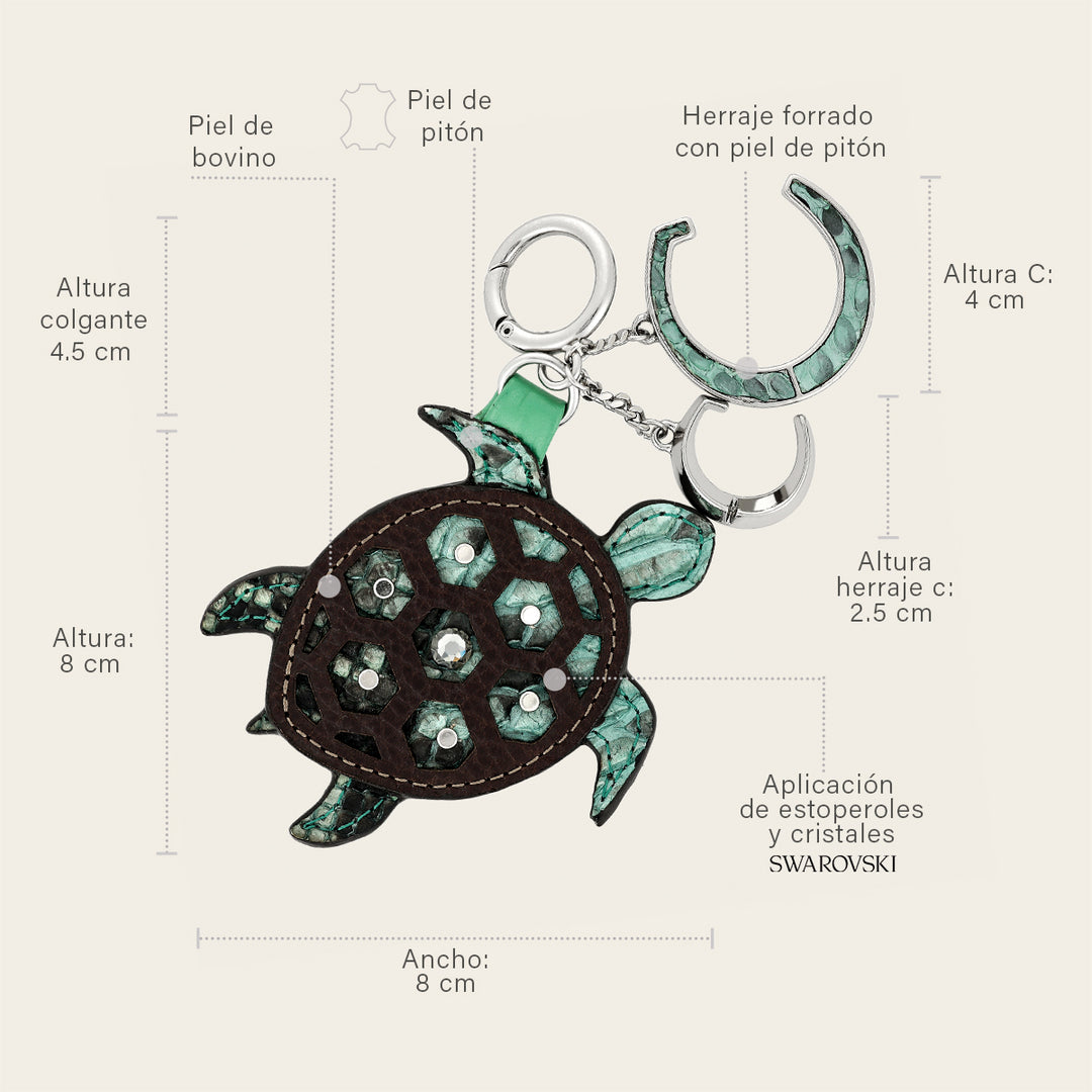 Charm de tortuga en piel genuina de pitón para dama