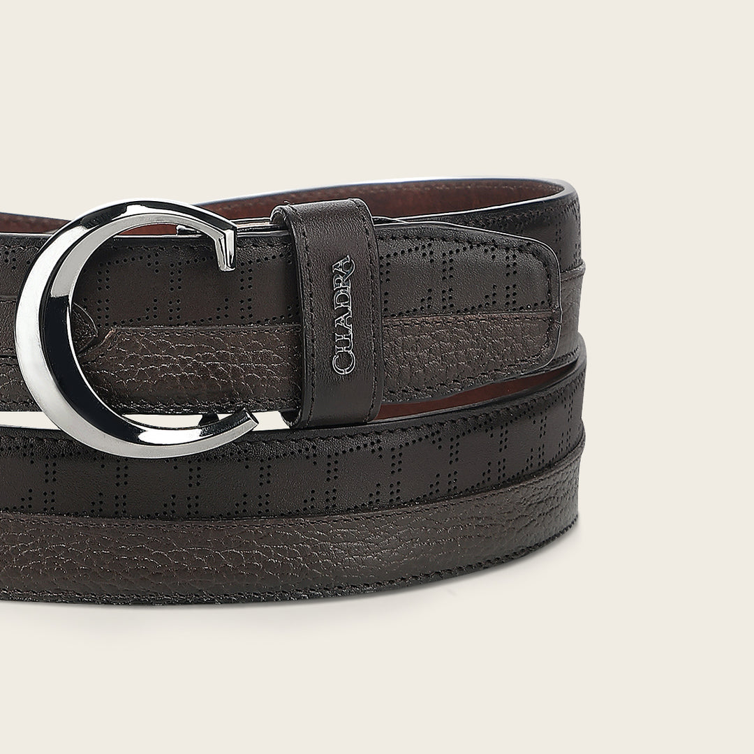 Cinturón casual en piel genuina para caballero