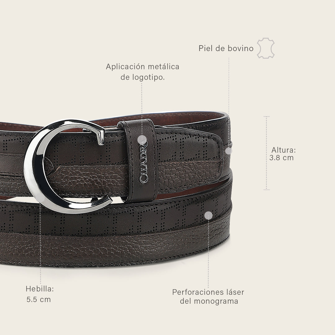 Cinturón casual en piel genuina para caballero