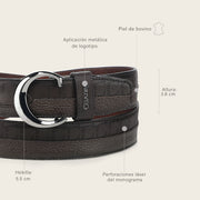 Cinturón casual en piel genuina para caballero