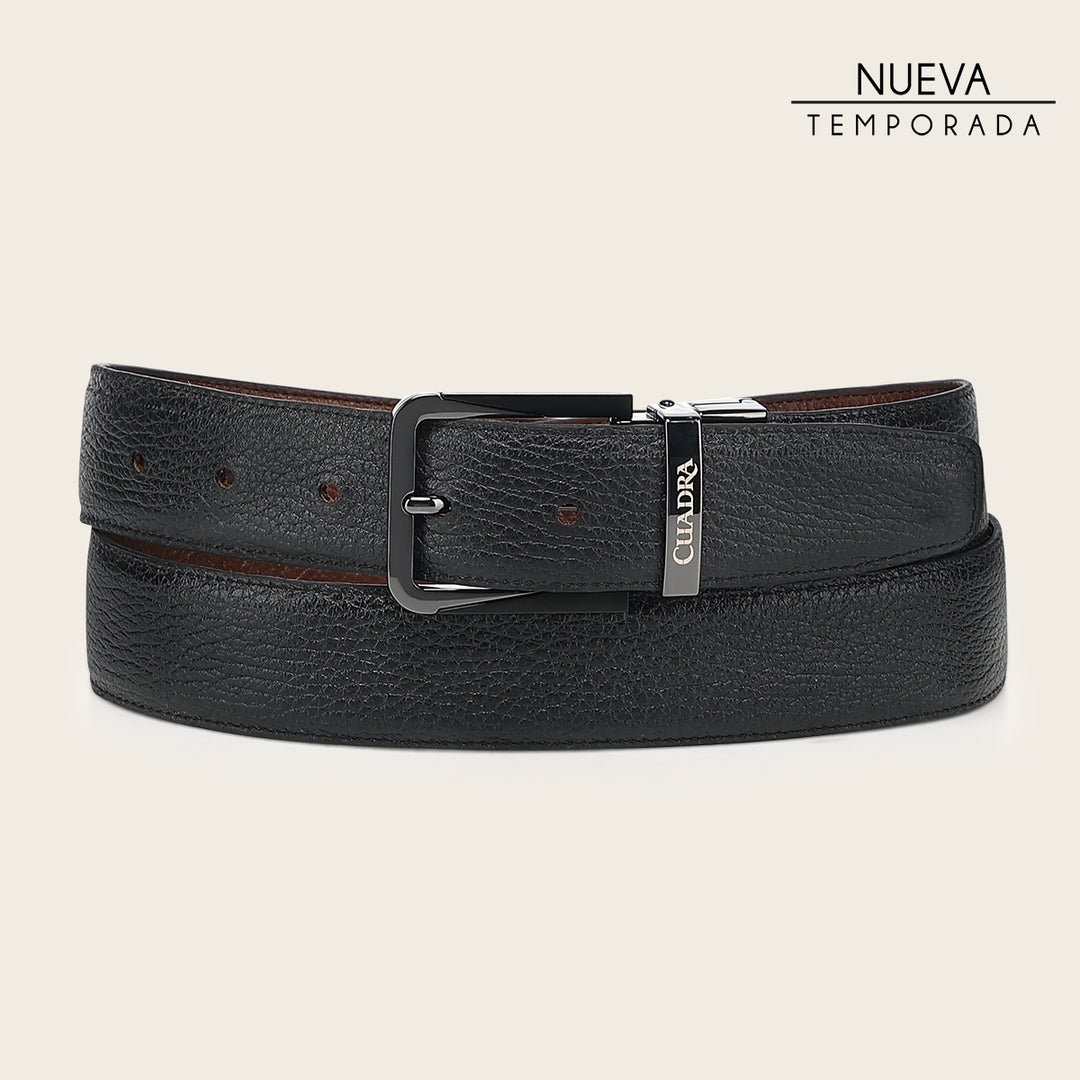 Cinturón reversible en piel genuina de venado para caballero