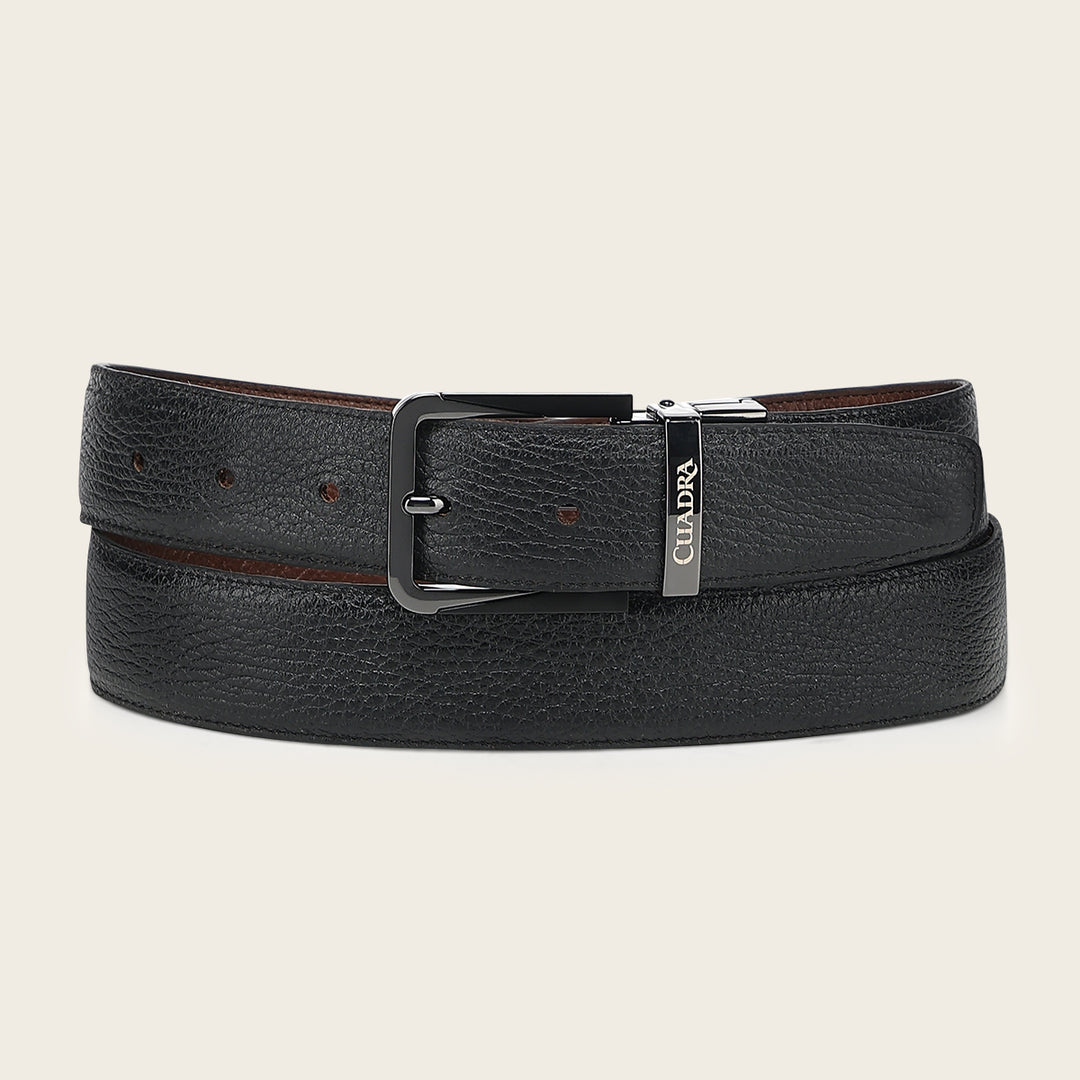 Cinturón reversible en piel genuina de venado para caballero