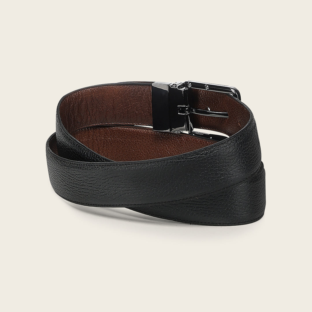 Cinturón reversible en piel genuina de venado para caballero