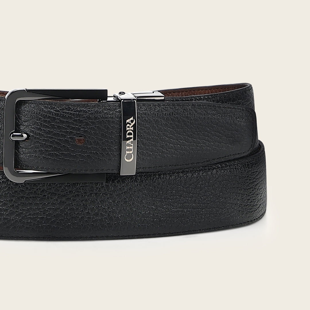 Cinturón reversible en piel genuina de venado para caballero