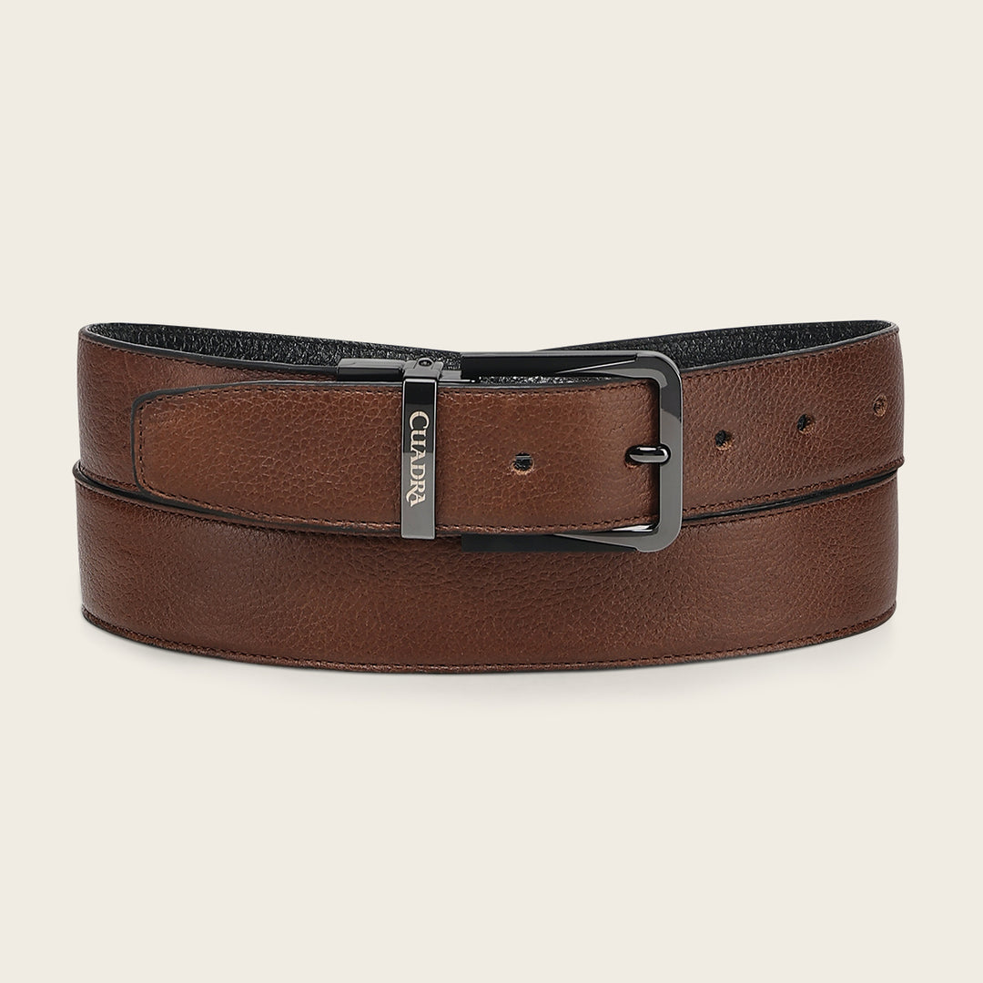 Cinturón reversible en piel genuina de venado para caballero