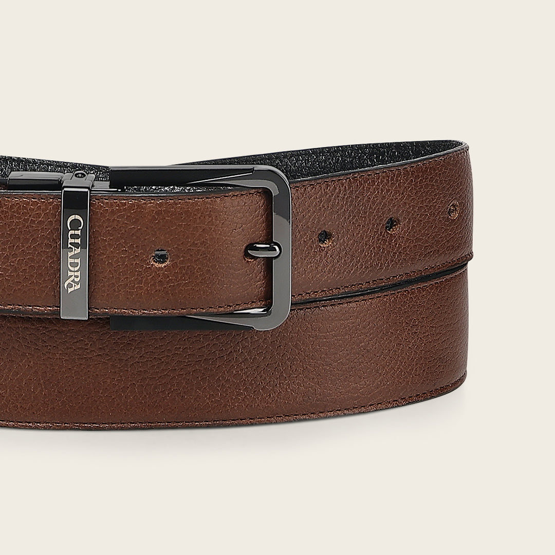 Cinturón reversible en piel genuina de venado para caballero