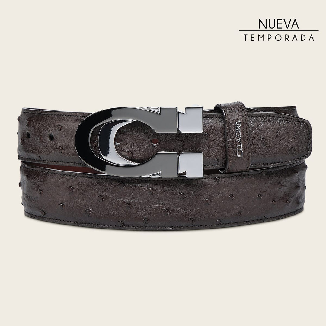 Cinturón casual en piel genuina de avestruz para caballero Cinturones 