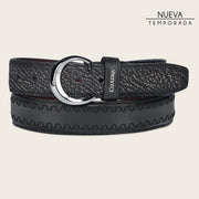 Cinturón casual en piel genuina de tiburón para caballero Cinturones 