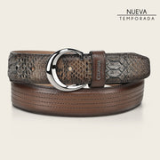 Cinturón casual en piel genuina de pitón para caballero