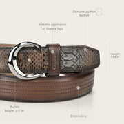 Cinturón casual en piel genuina de pitón para caballero