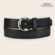 Cinturón casual en piel genuina de pitón para caballero