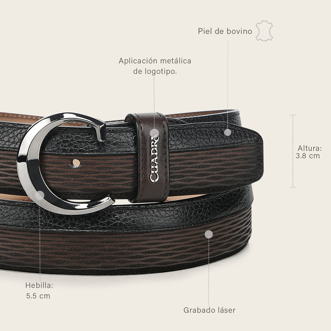Cinturón casual en piel genuina para caballero