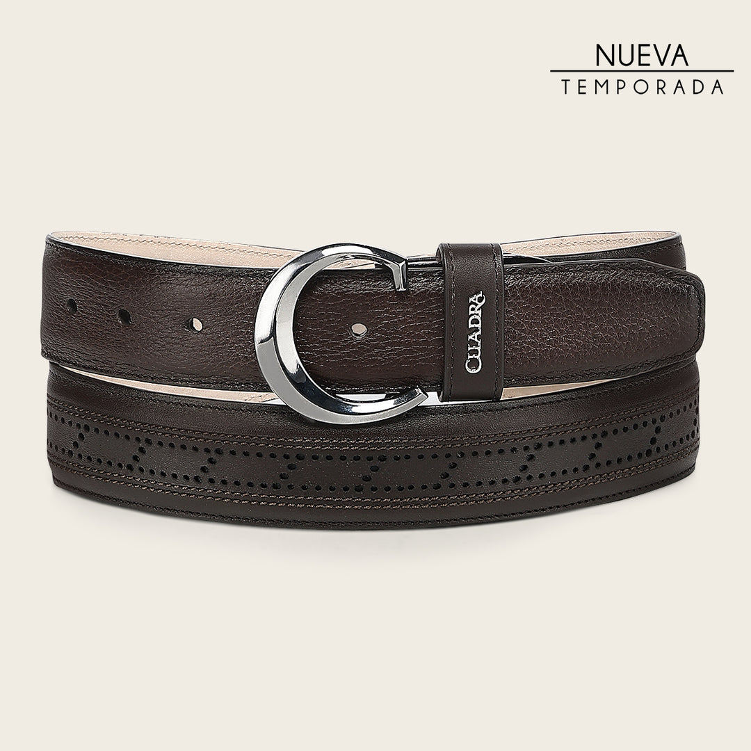 Cinturón casual en piel genuina de venado para caballero