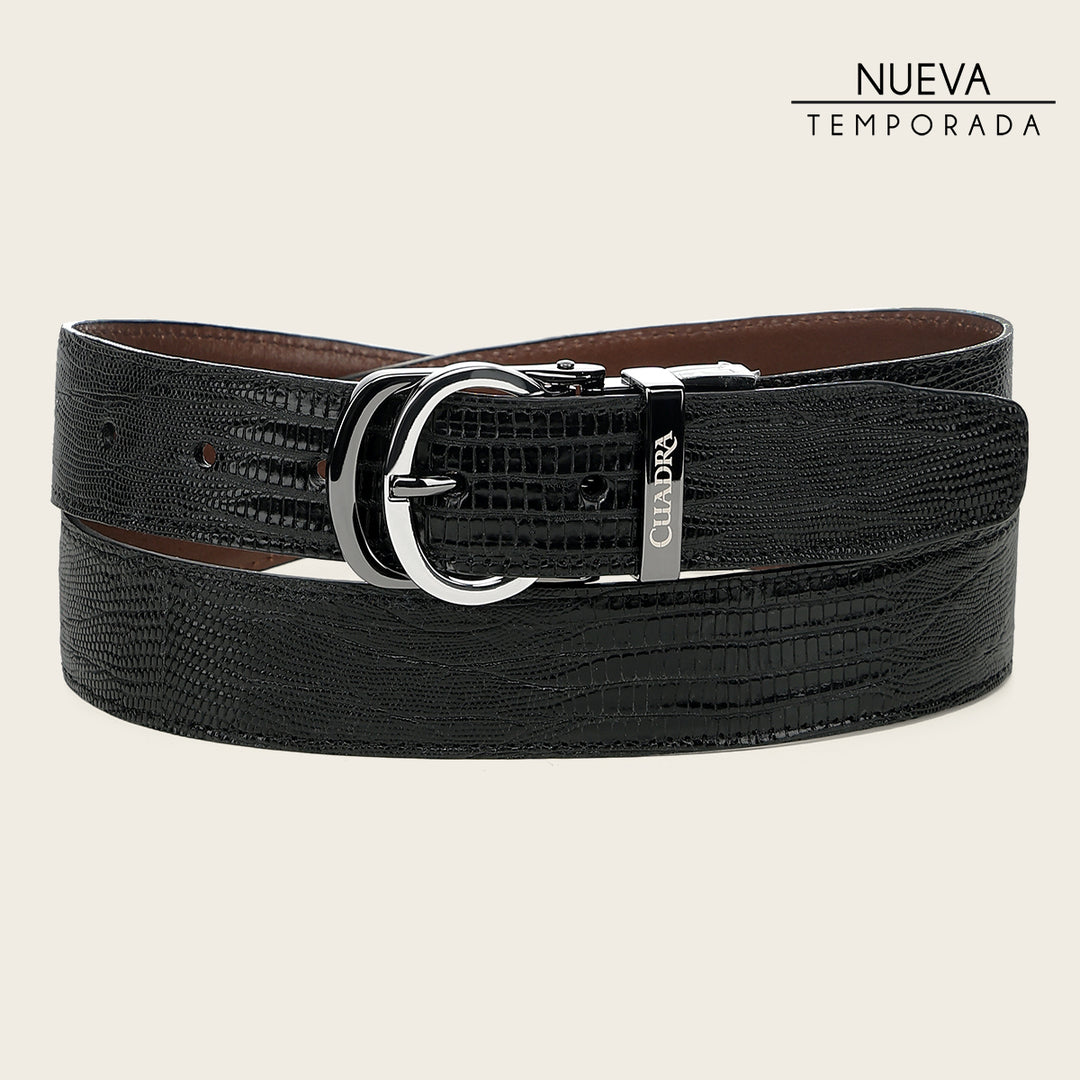Cinturón reversible en piel genuina de lizard para caballero