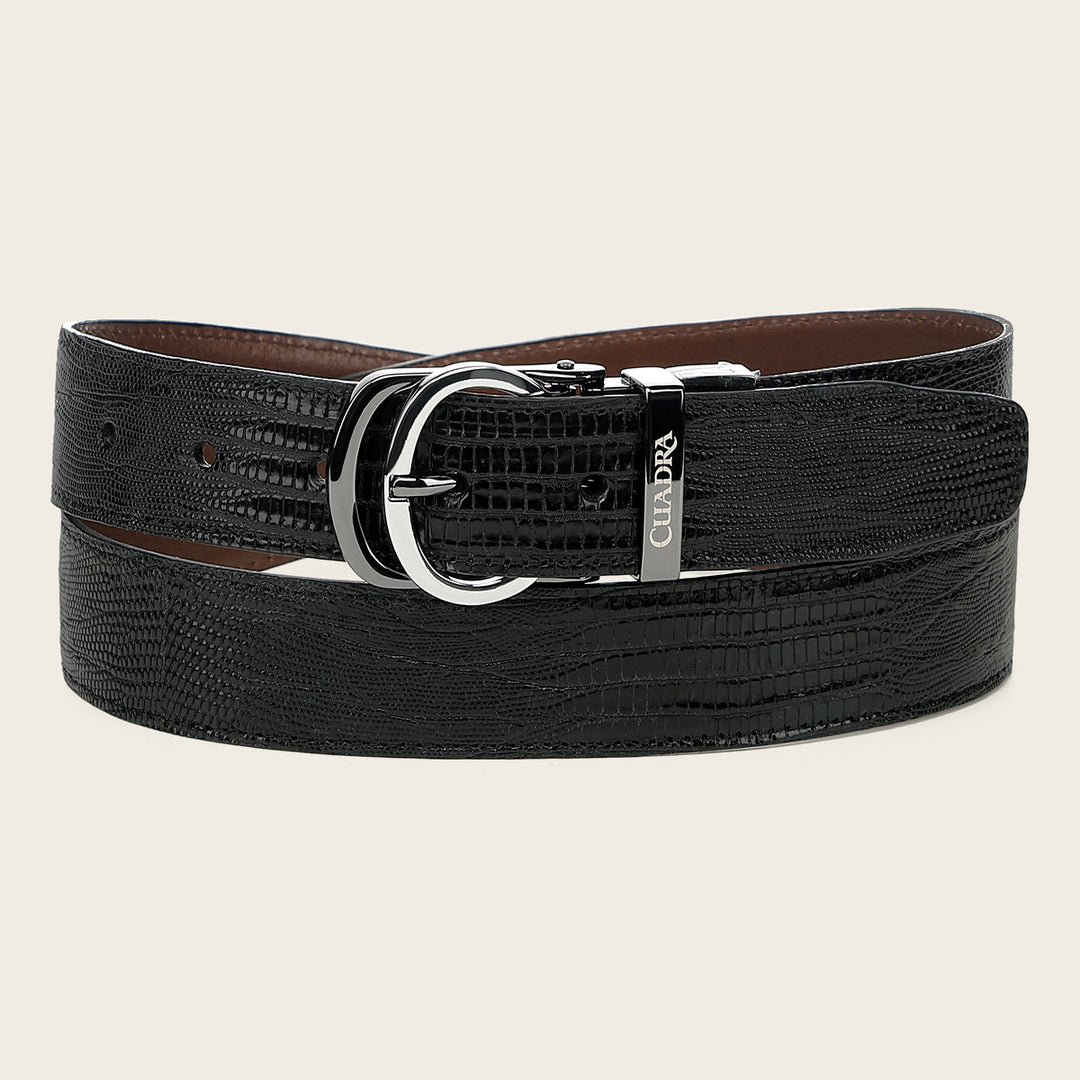 Cinturón reversible en piel genuina de lizard para caballero