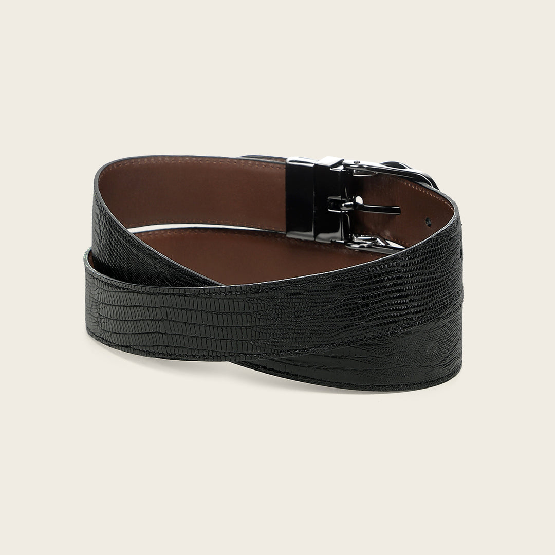 Cinturón reversible en piel genuina de lizard para caballero