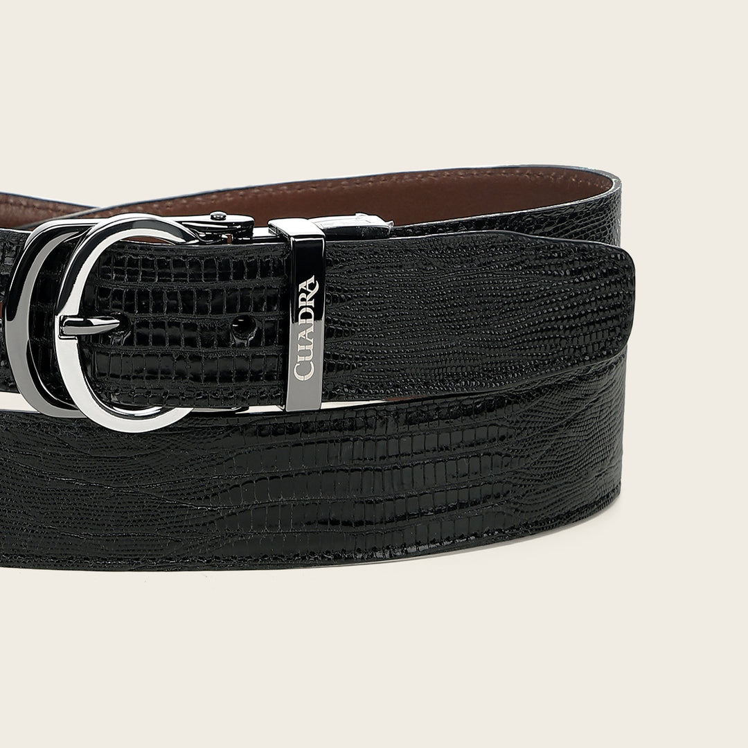 Cinturón reversible en piel genuina de lizard para caballero