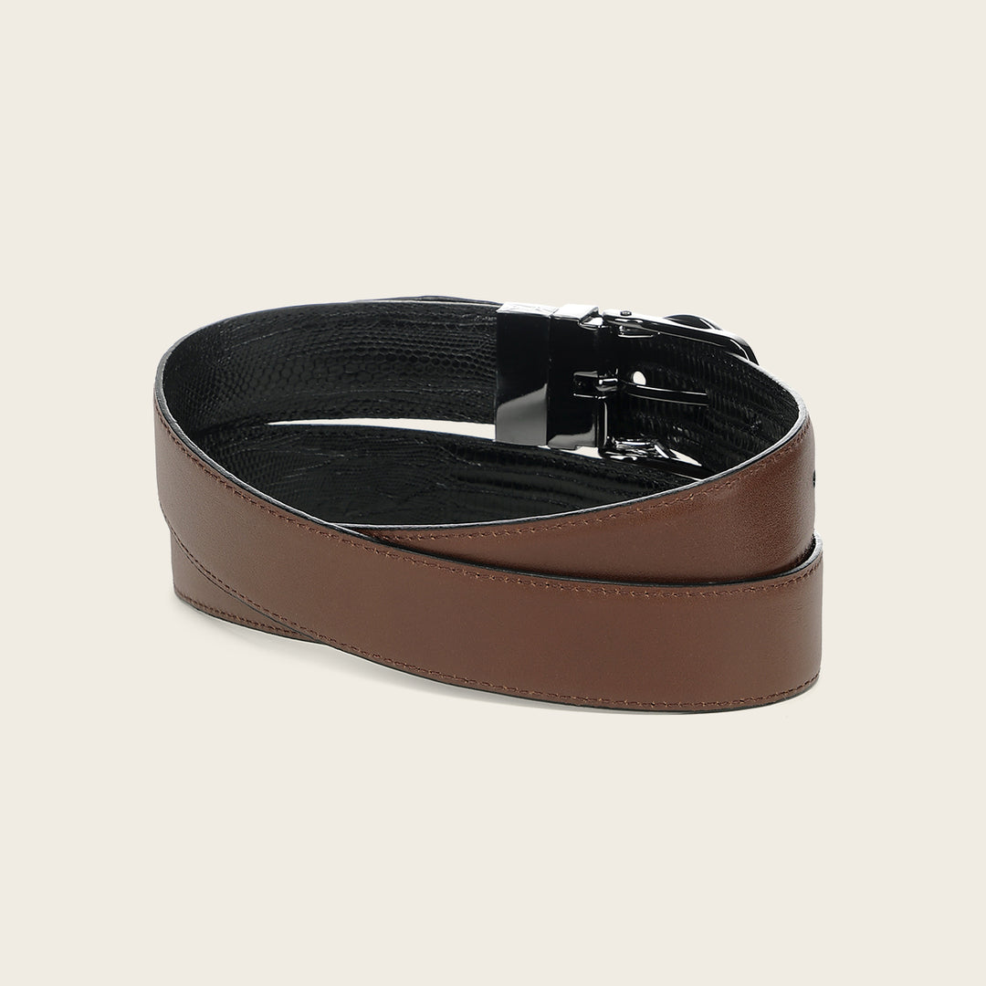 Cinturón reversible en piel genuina de lizard para caballero