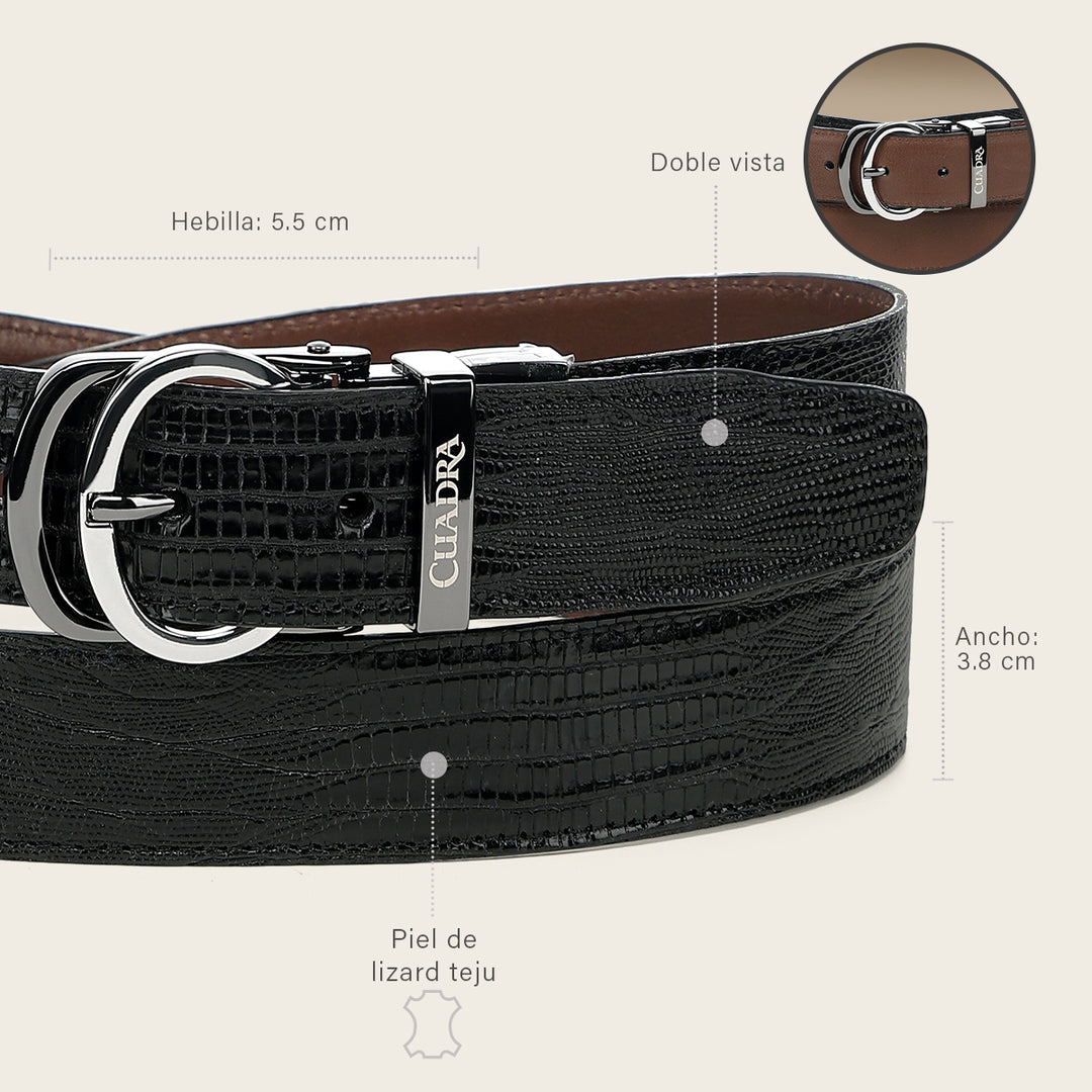 Cinturón reversible en piel genuina de lizard para caballero