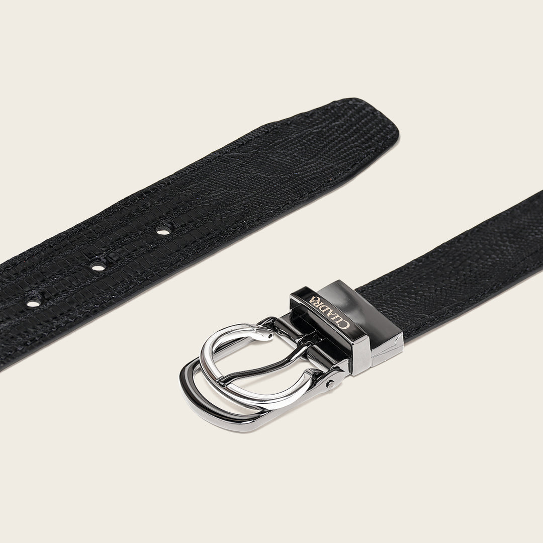 Cinturón reversible en piel genuina de lizard para caballero