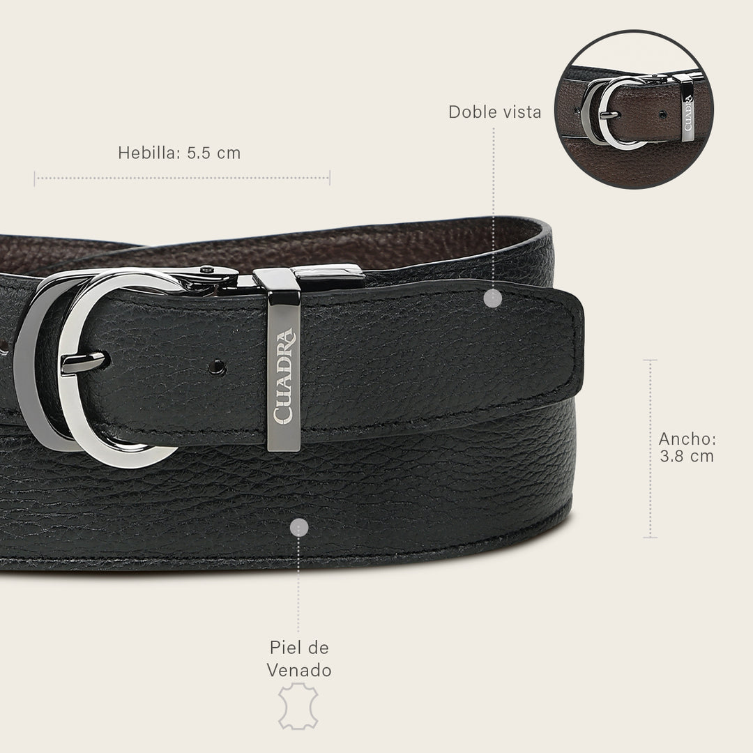 Cinturón reversible en piel genuina de venado italiano para caballero
