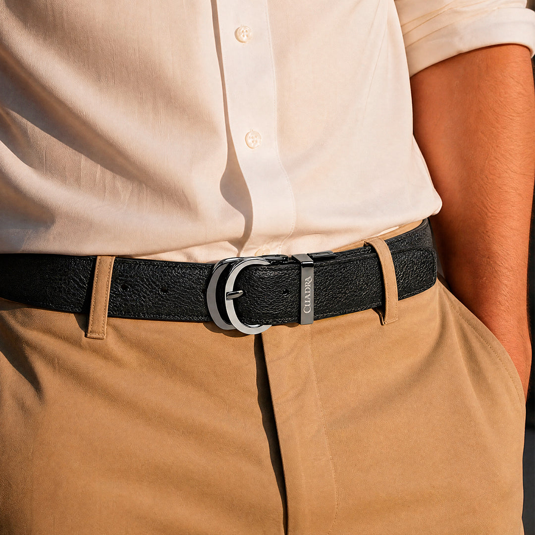 Cinturón reversible en piel genuina de venado italiano para caballero