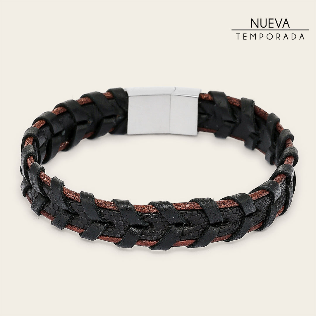 Pulsera en piel genuina de lizard para caballero