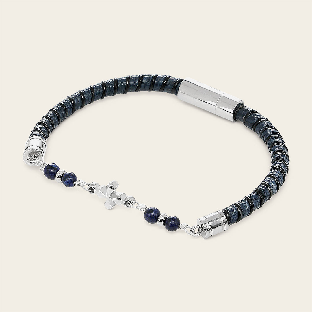 Pulsera en piel genuina de lizard para caballero