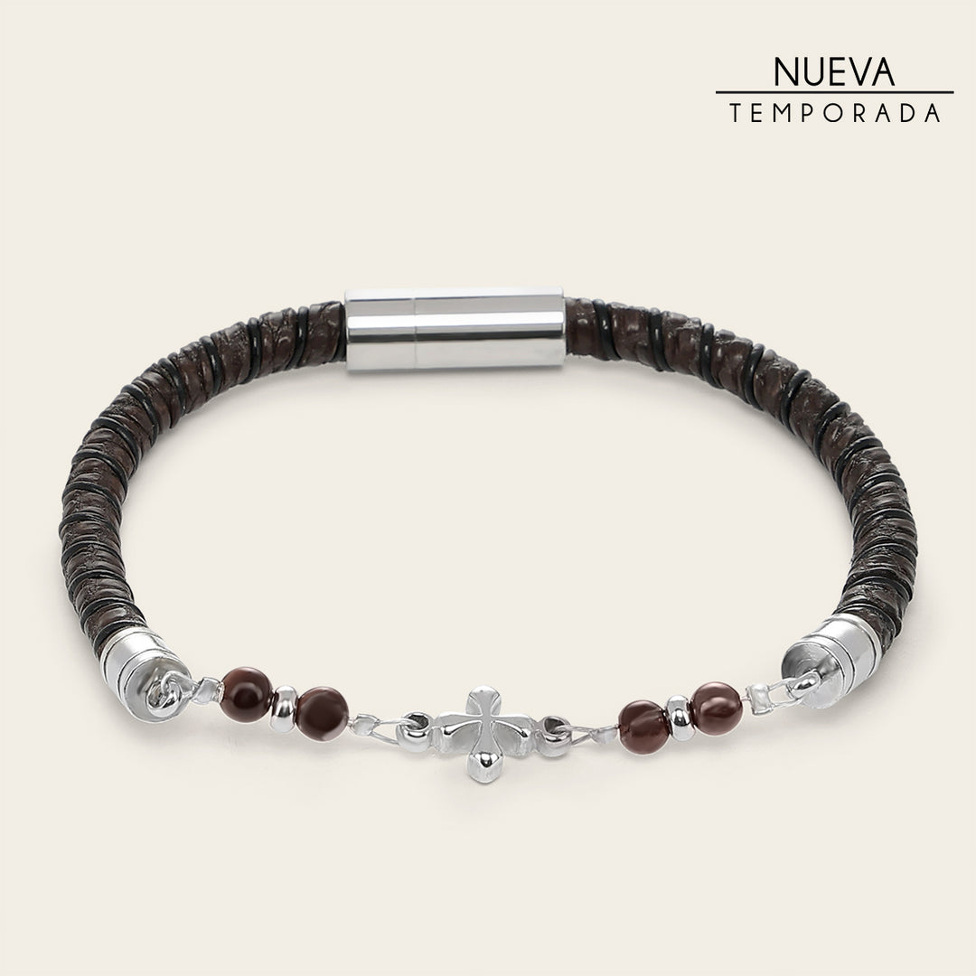 Pulsera en piel genuina de lizard para caballero