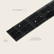 Tira de cinturón en piel genuina de alligator para caballero