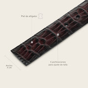 Tira de cinturón en piel genuina de alligator para caballero