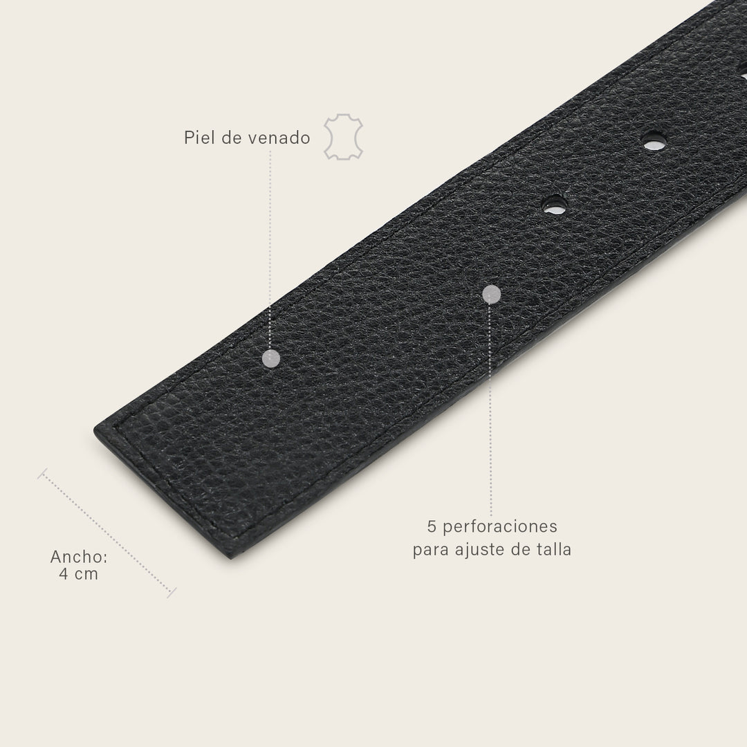 Tira de cinturón reversible en piel genuina de venado italiano para caballero