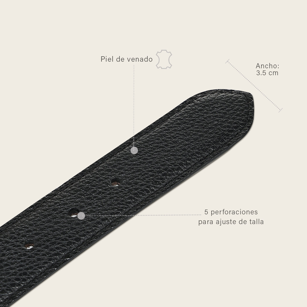 Tira de cinturón reversible en piel genuina de venado italiano para dama