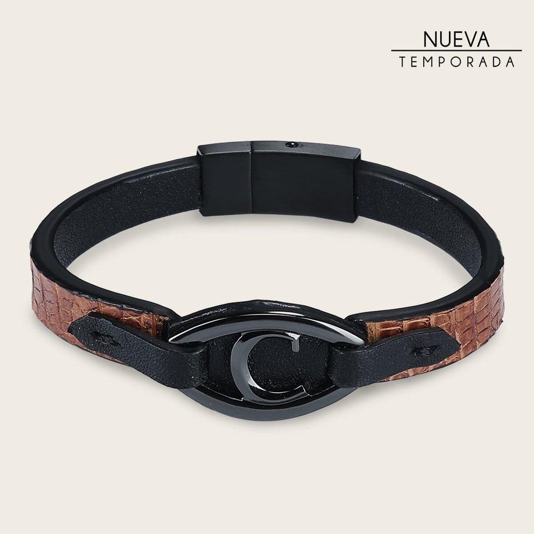 Pulsera en piel genuina de lizard para caballero Joyería 