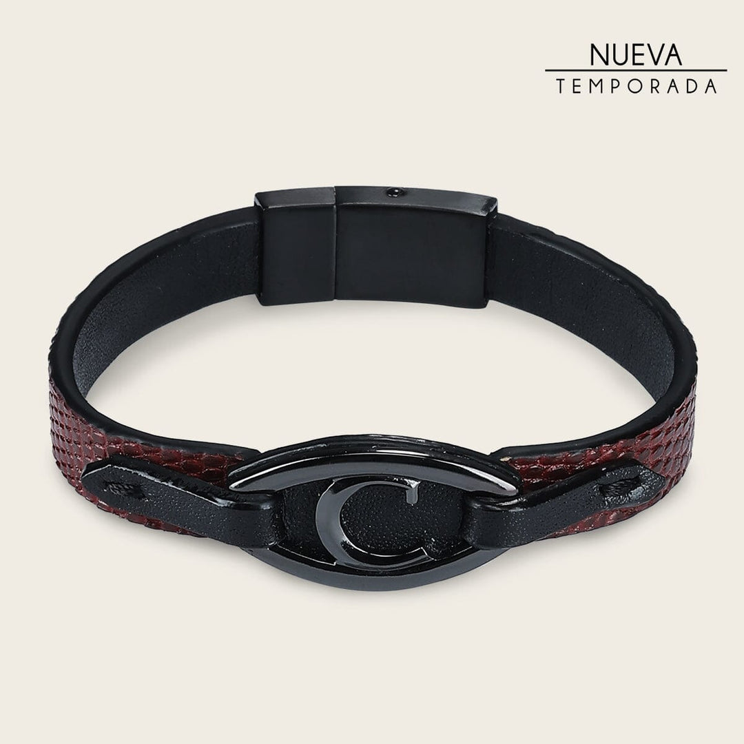 Pulsera en piel genuina de lizard para caballero Joyería 