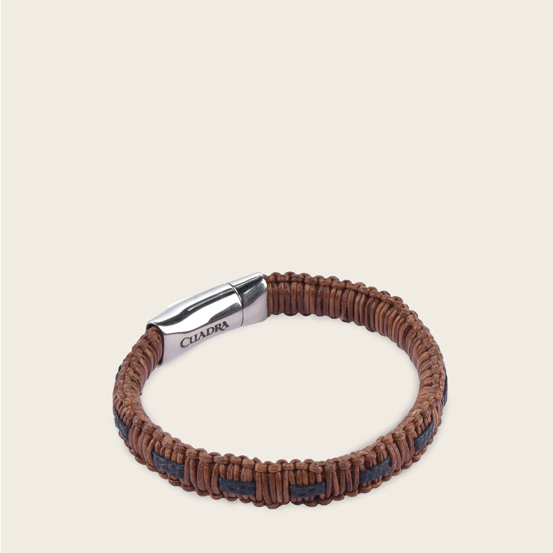 Pulsera Cuadra en piel de lizard para caballero