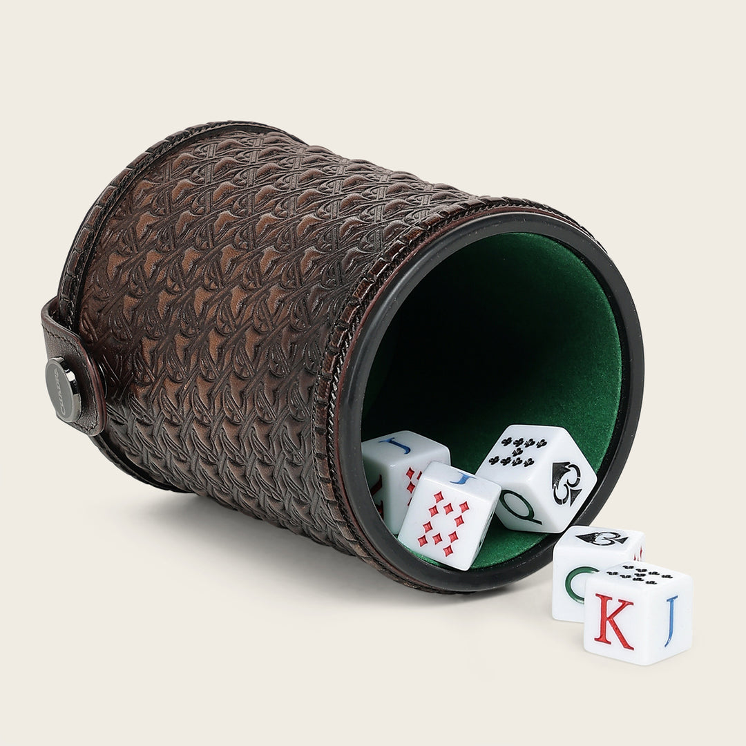 Juego de cubilete en piel genuina