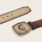 Cinturón vaquero Orígenes en piel genuina de avestruz para caballero Cinturones 