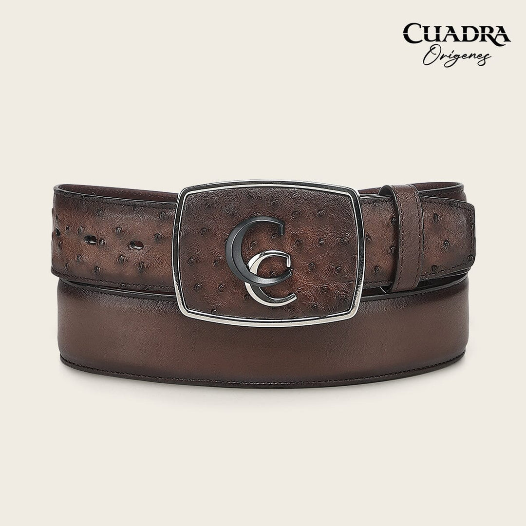 Cinturón vaquero Orígenes en piel genuina de avestruz para caballero Cinturones 