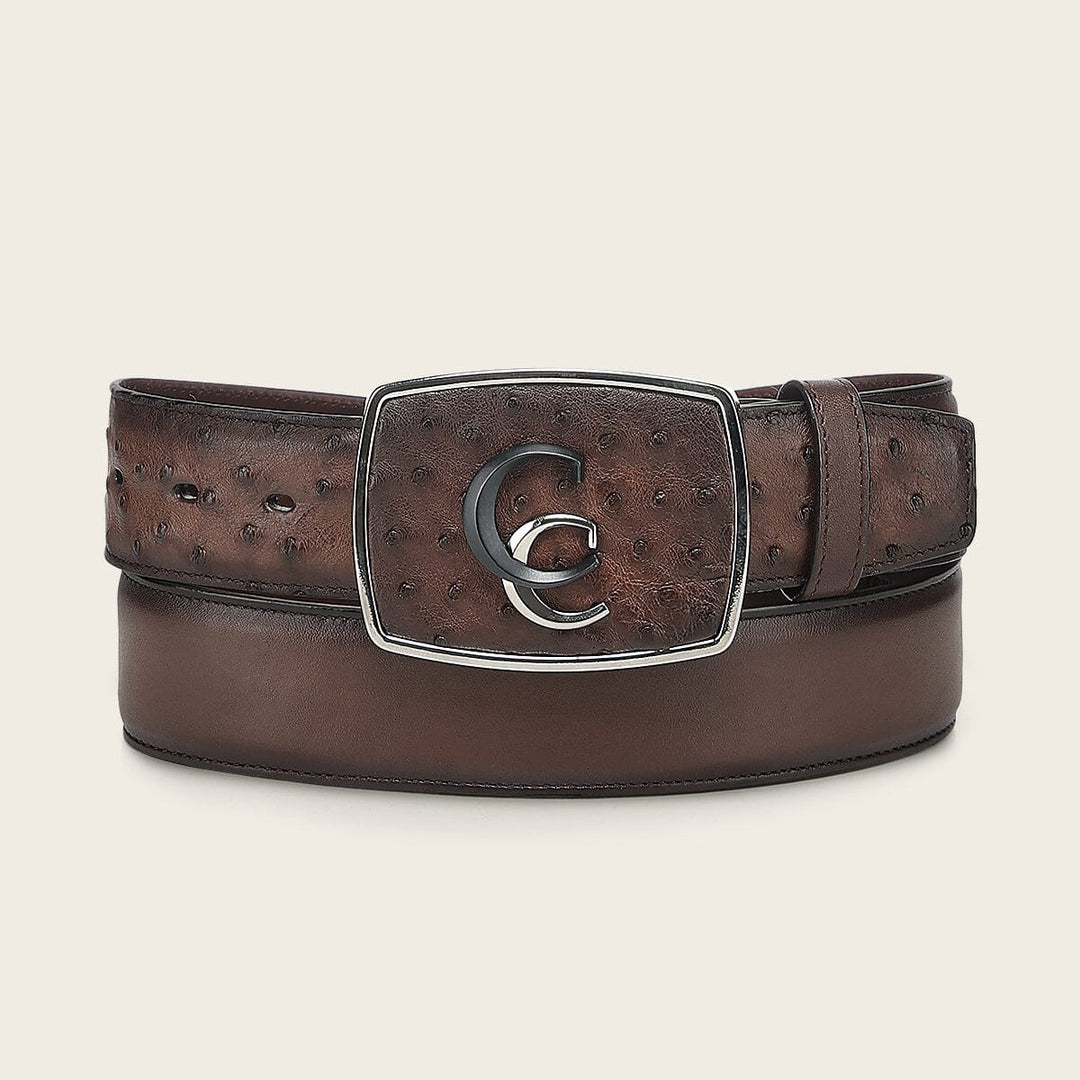 Cinturón vaquero Orígenes en piel genuina de avestruz para caballero Cinturones 