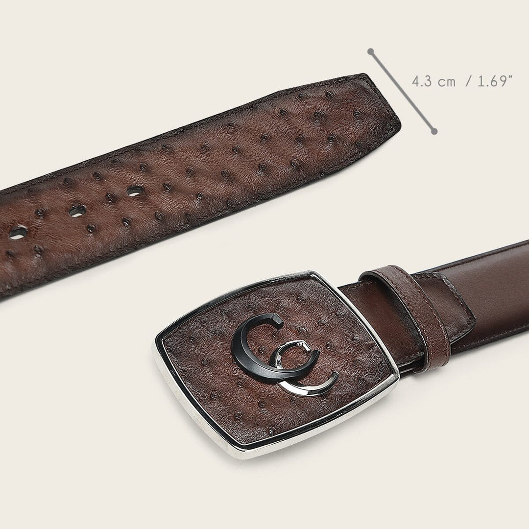 Cinturón vaquero Orígenes en piel genuina de avestruz para caballero Cinturones 